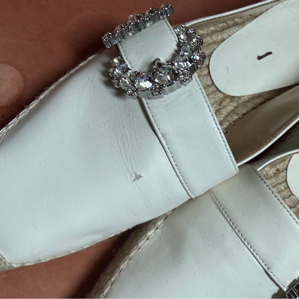Jimmy Choo White Espadrilles Embellished Slip-On Loafers - Women's - Picture 5 of 6